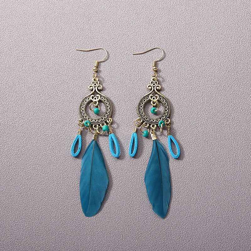 Wholesale Bohemian Tassel Ethnic Style Long Earrings